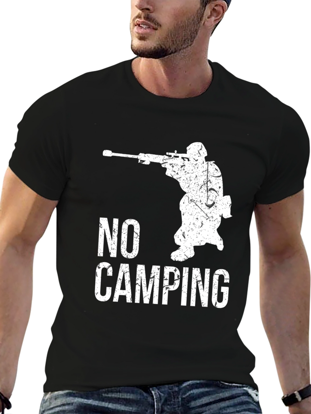 No Camping T-Shirt - Sniper Graphic