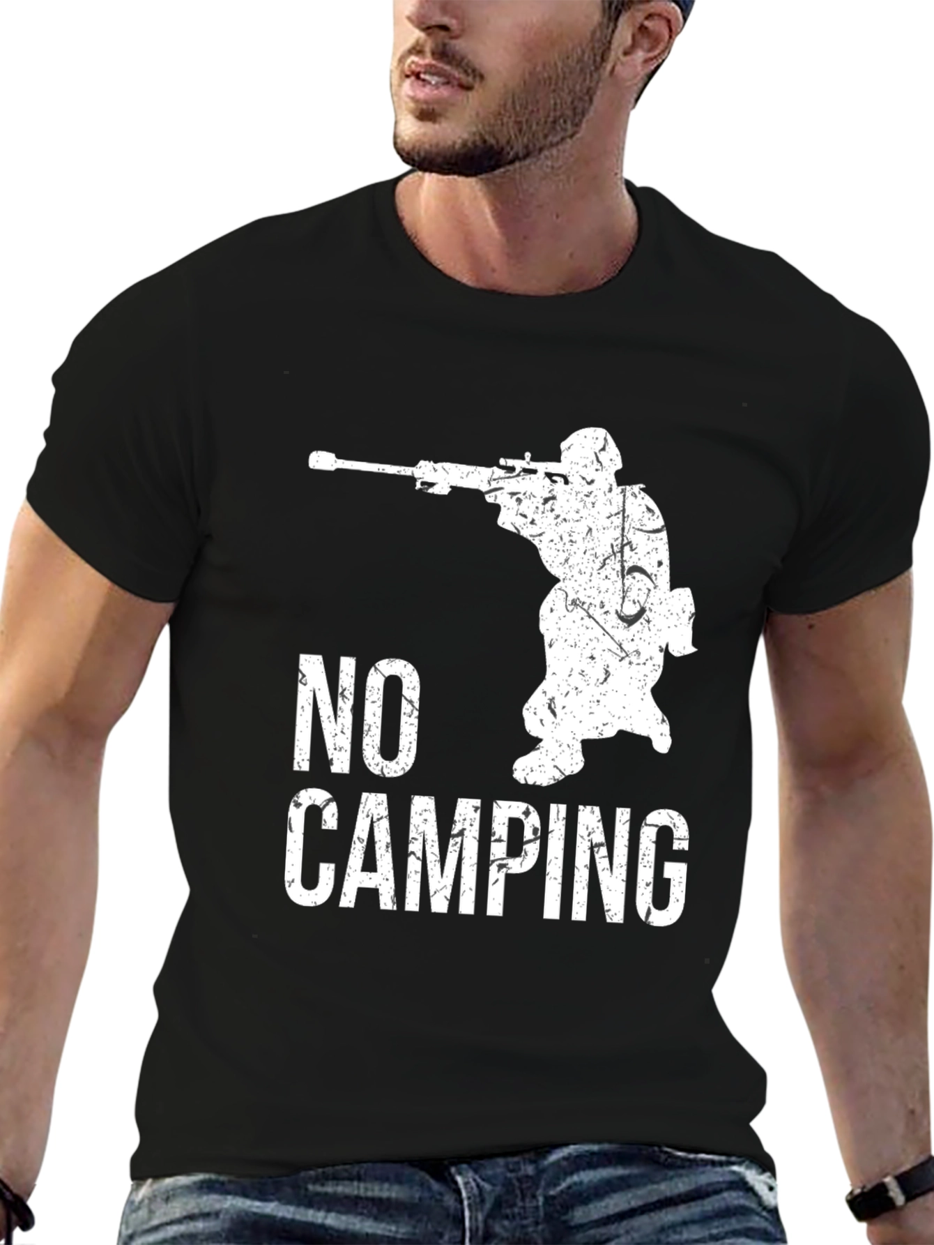 No Camping T-Shirt - Sniper Graphic