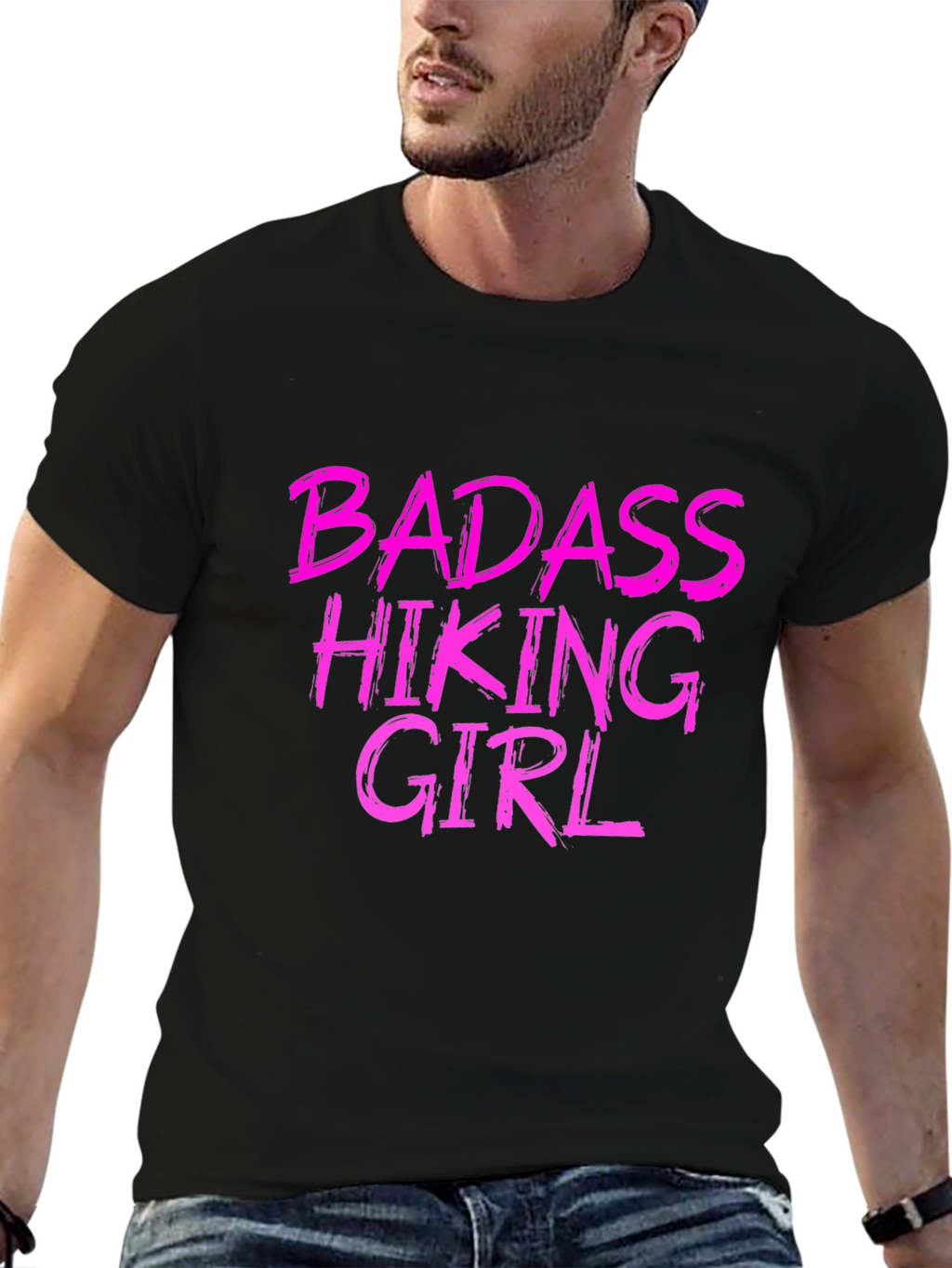 Badass Hiking Girl Black T-Shirt
