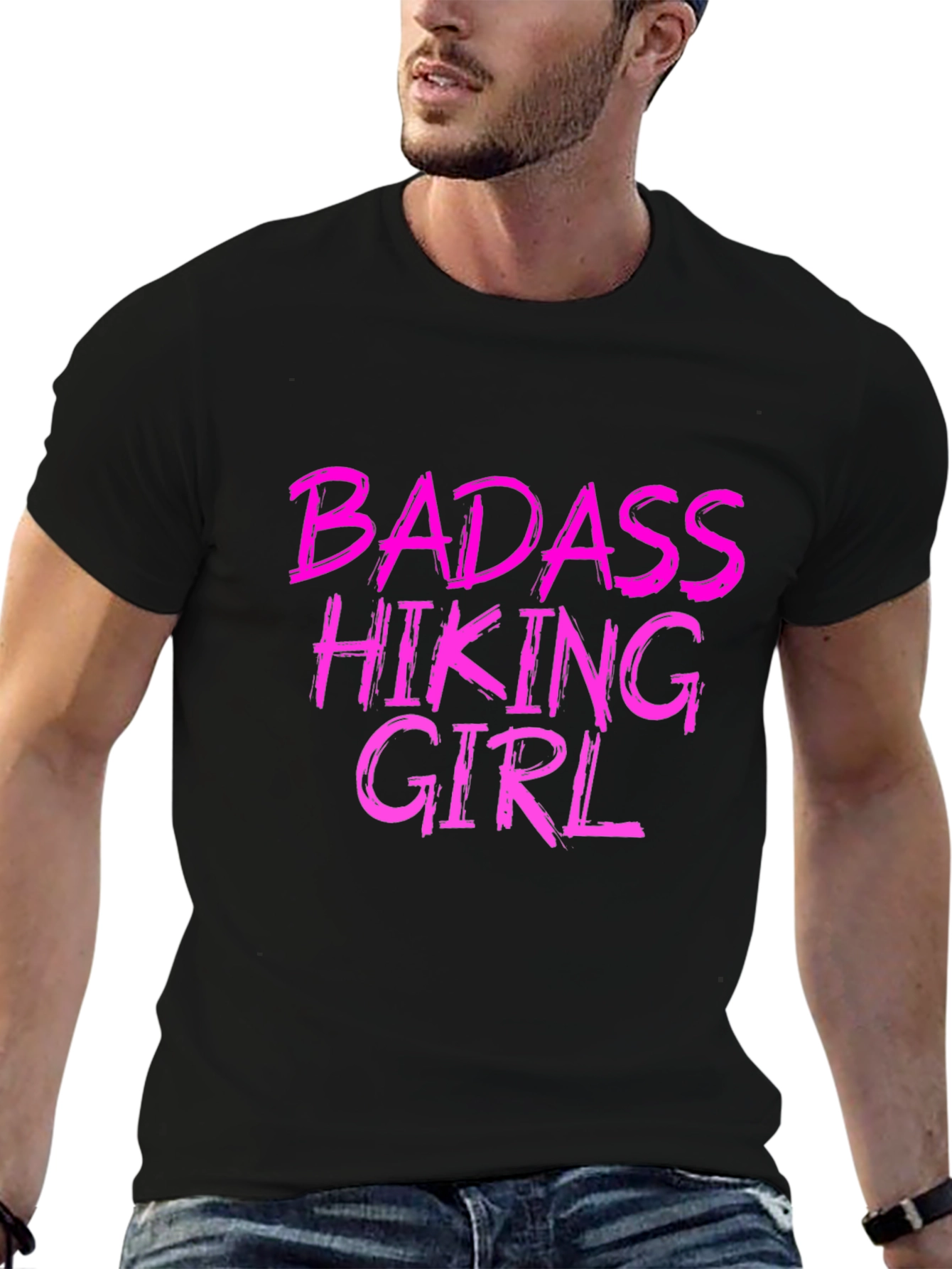 Badass Hiking Girl Black T-Shirt