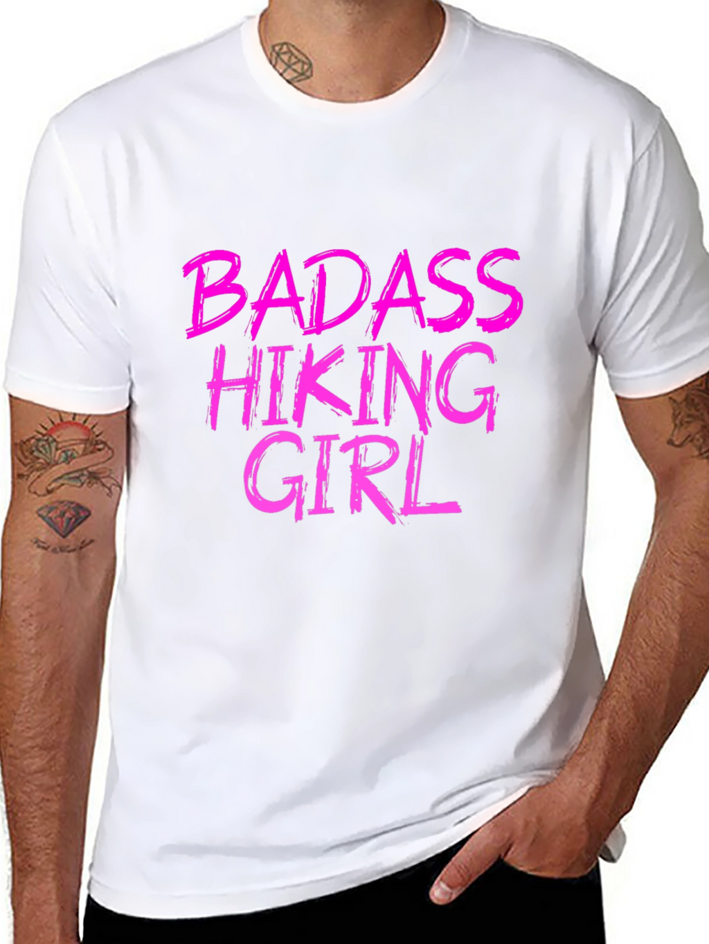 Badass Hiking Girl Black T-Shirt