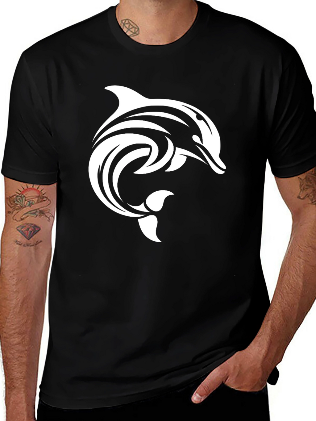 Black Dolphin Graphic T-Shirt
