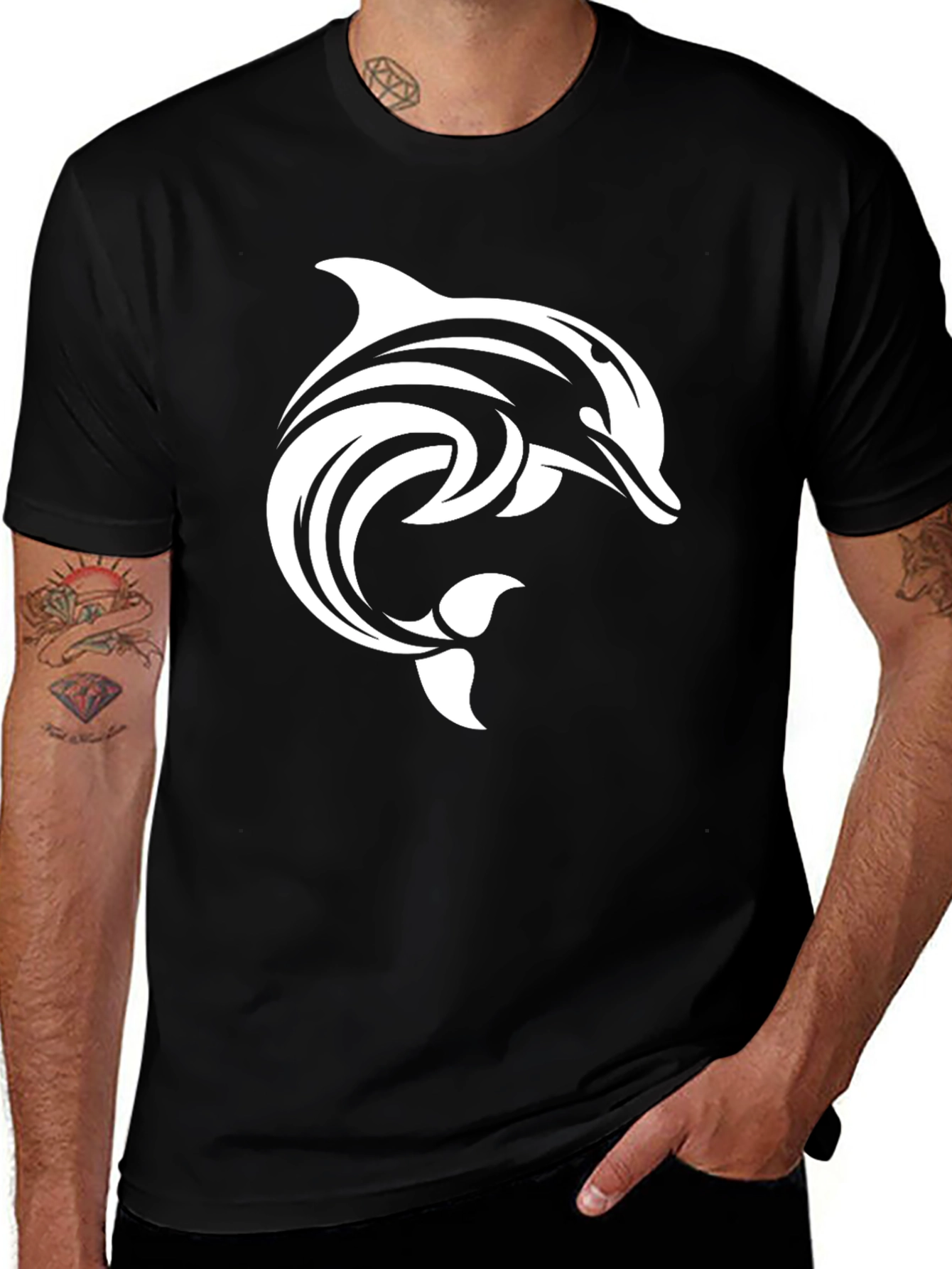 Black Dolphin Graphic T-Shirt