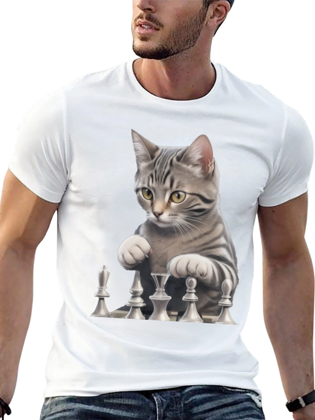 Chess Cat Black T-Shirt