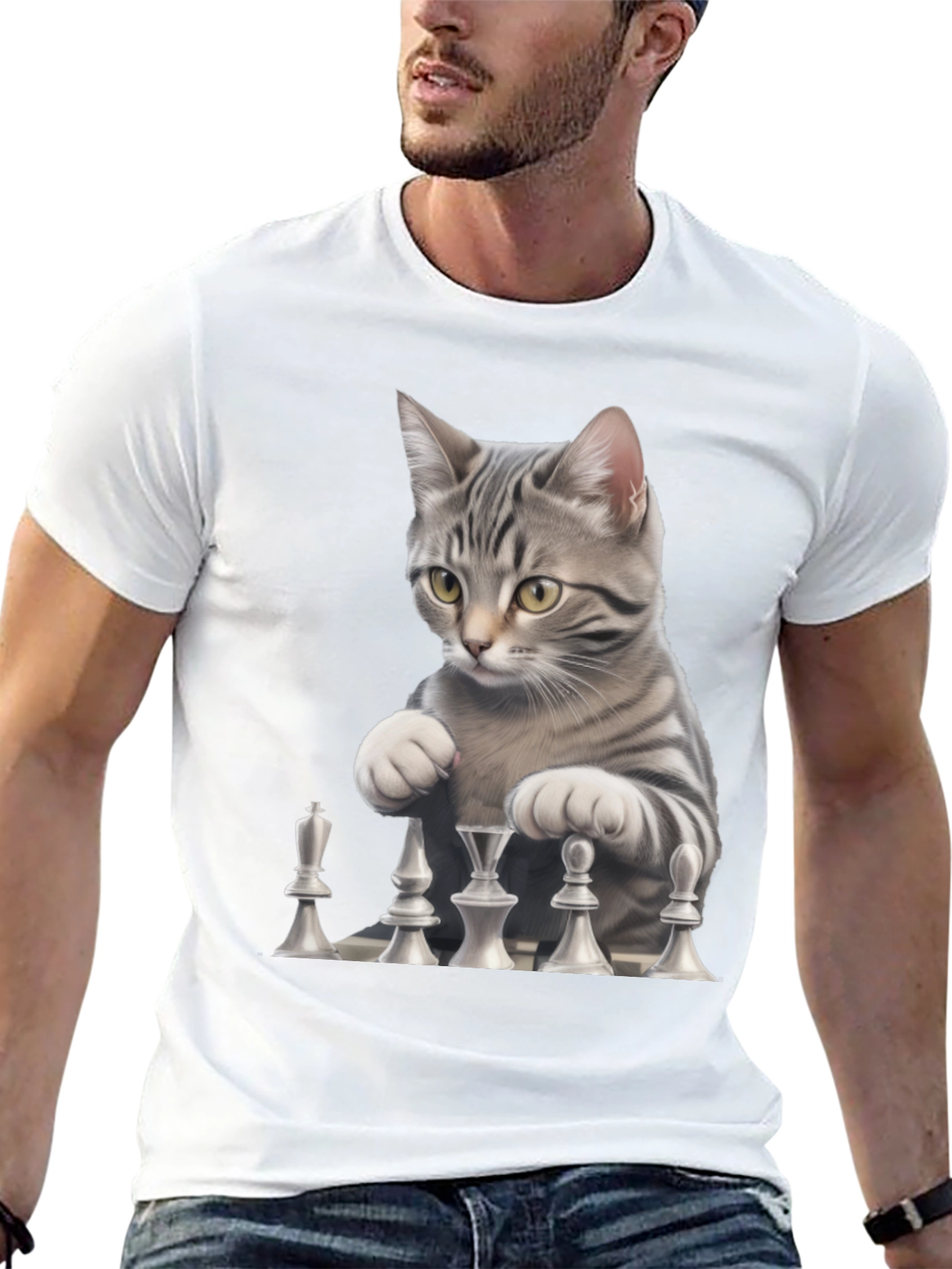 Chess Cat Black T-Shirt