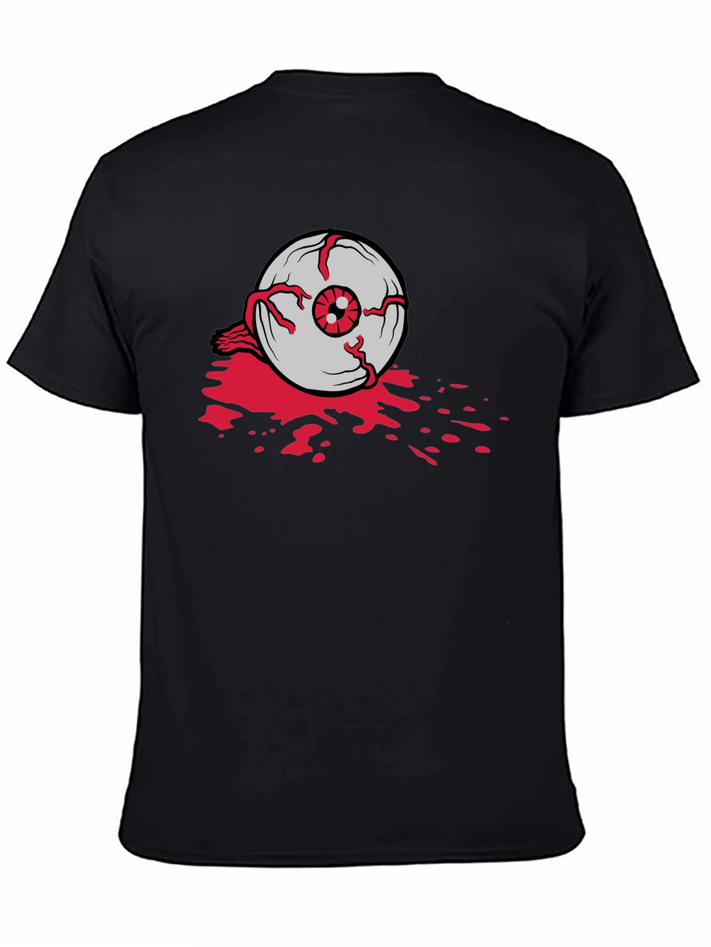 Bloody Eyeball Graphic Tee - Black Cotton Casual Shirt