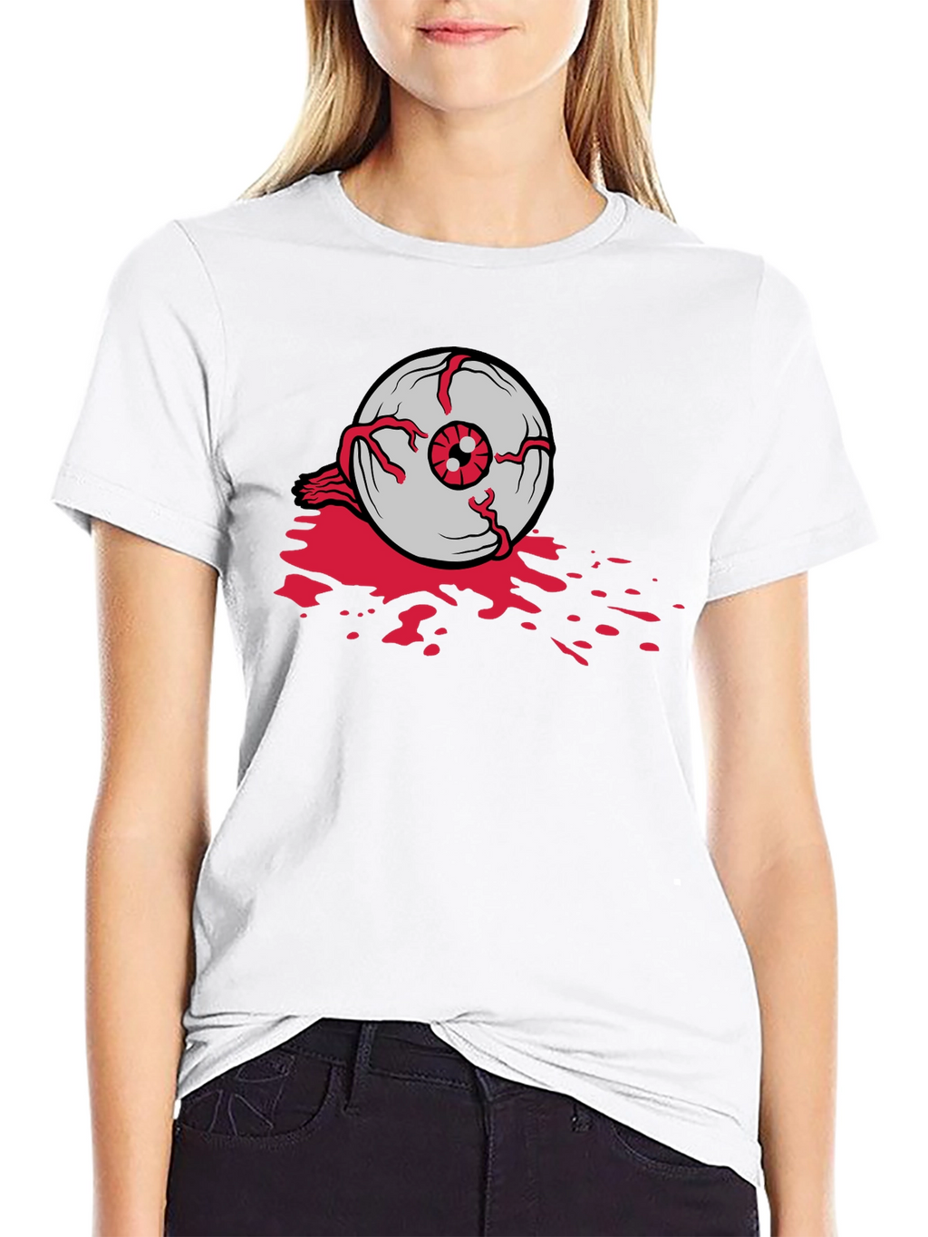 Bloody Eyeball Graphic Tee - Black Cotton Casual Shirt