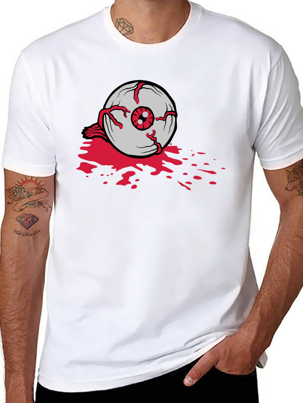 Bloody Eyeball Graphic Tee - Black Cotton Casual Shirt