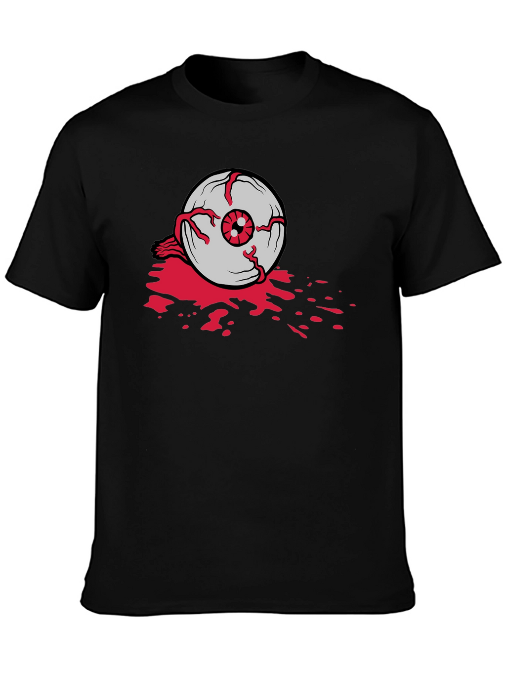 Bloody Eyeball Graphic Tee - Black Cotton Casual Shirt