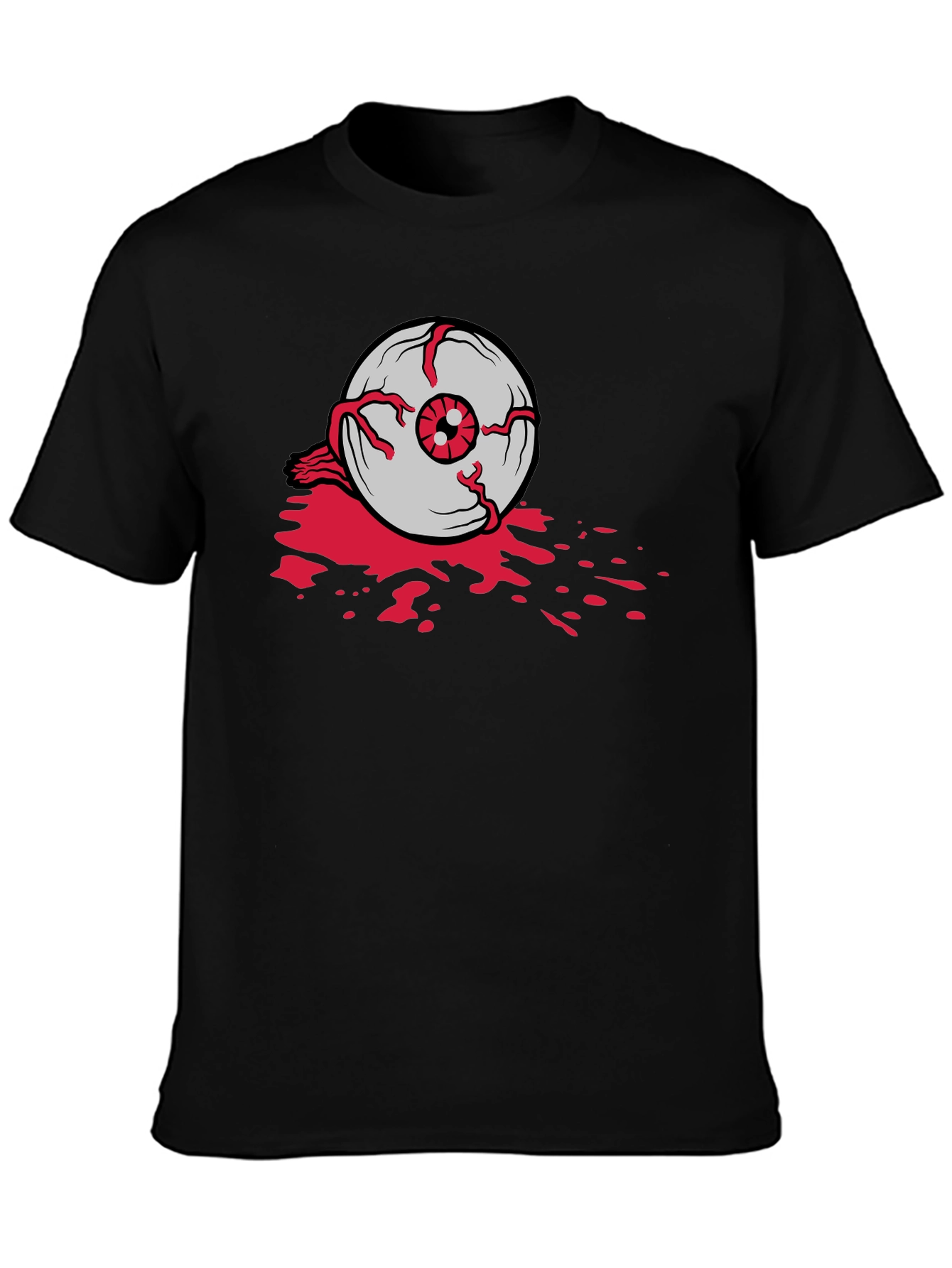 Bloody Eyeball Graphic Tee - Black Cotton Casual Shirt