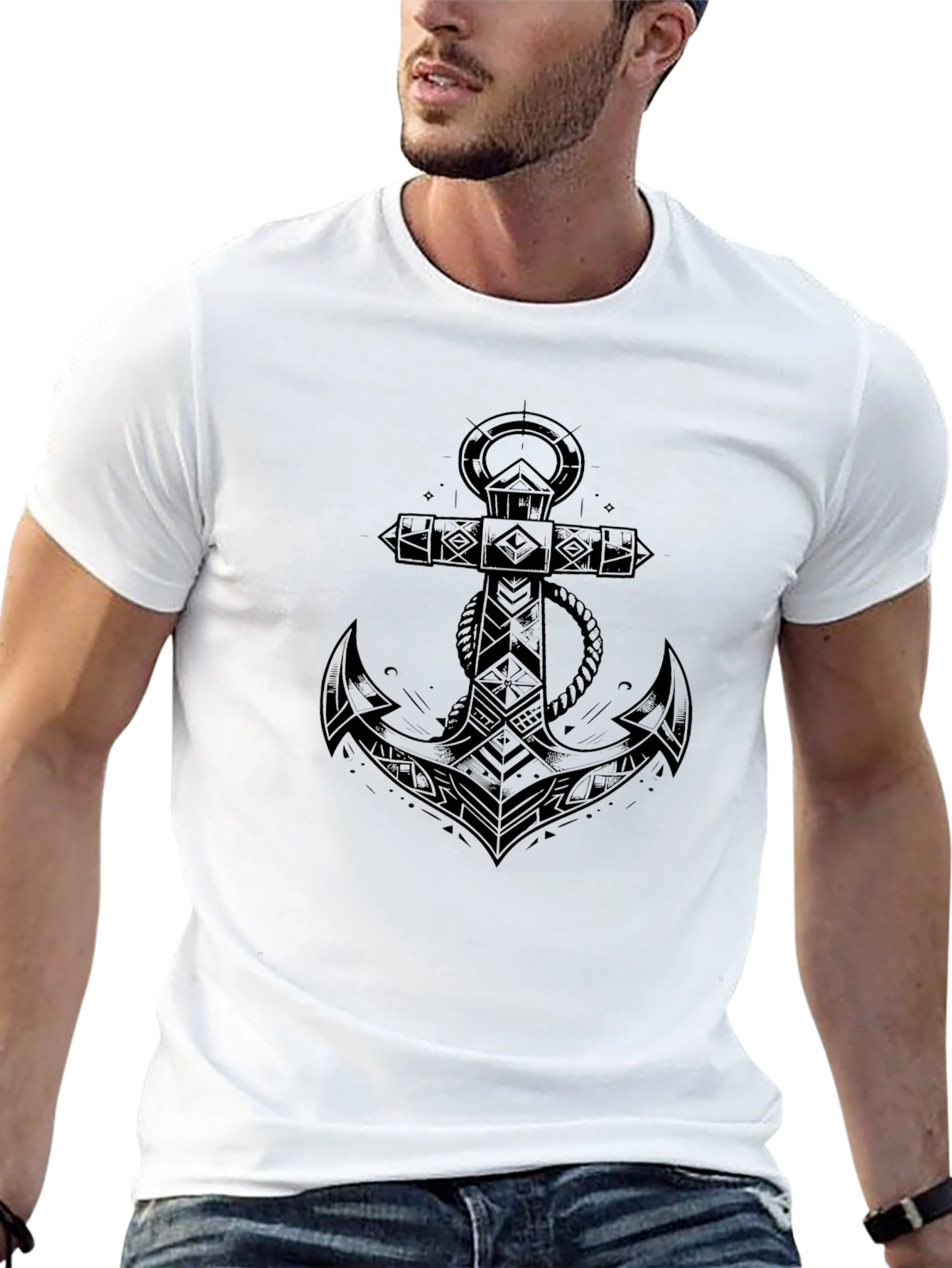 Anchor Graphic Tee - Classic Black Cotton
