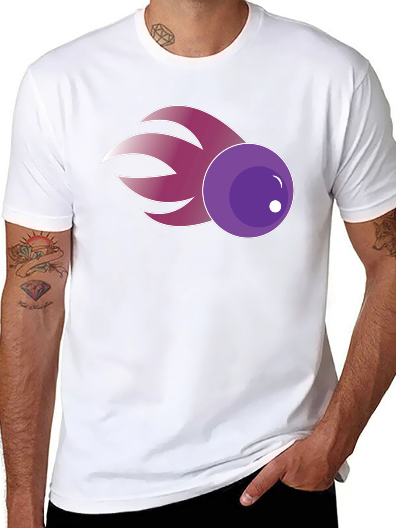 Purple Comet Graphic Tee - Casual Cotton Blend Shirt
