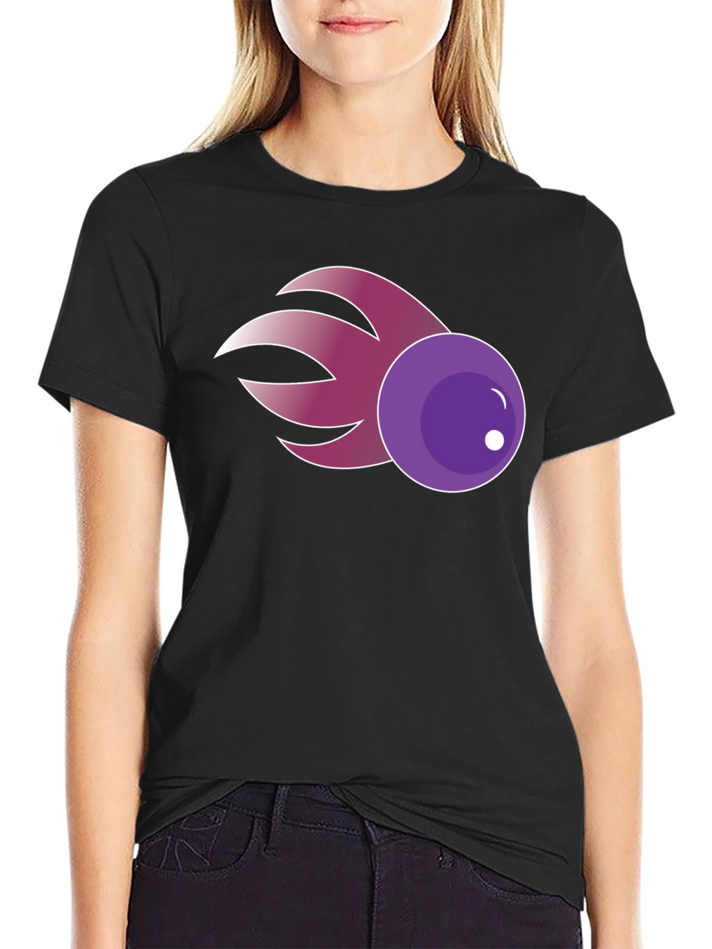 Purple Comet Graphic Tee - Casual Cotton Blend Shirt