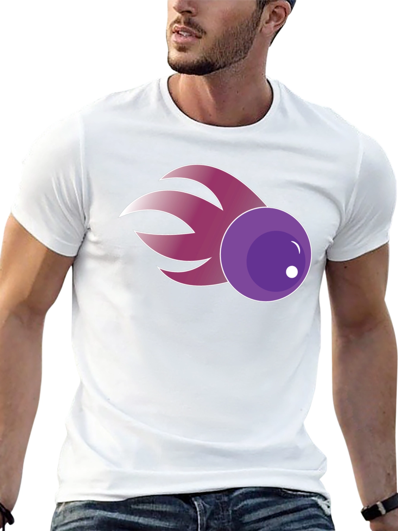 Purple Comet Graphic Tee - Casual Cotton Blend Shirt
