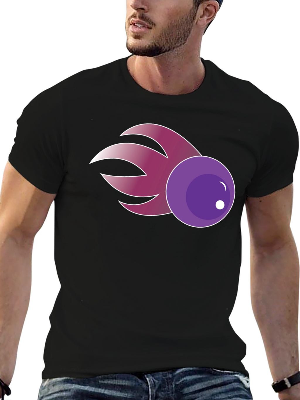 Purple Comet Graphic Tee - Casual Cotton Blend Shirt