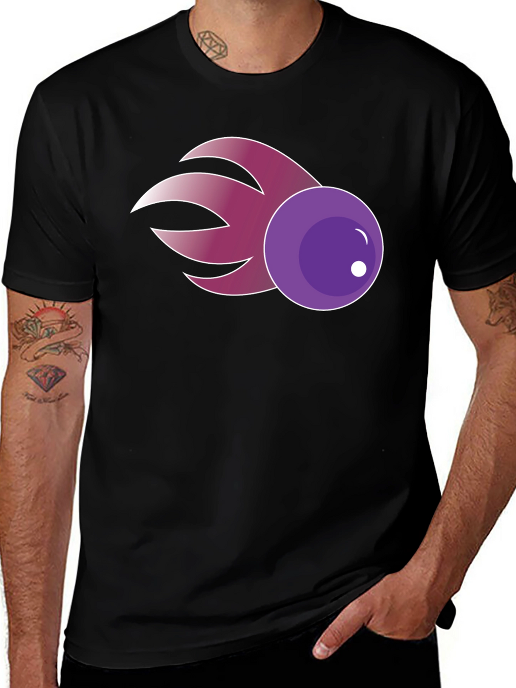 Purple Comet Graphic Tee - Casual Cotton Blend Shirt
