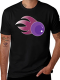 Purple Comet Graphic Tee - Casual Cotton Blend Shirt