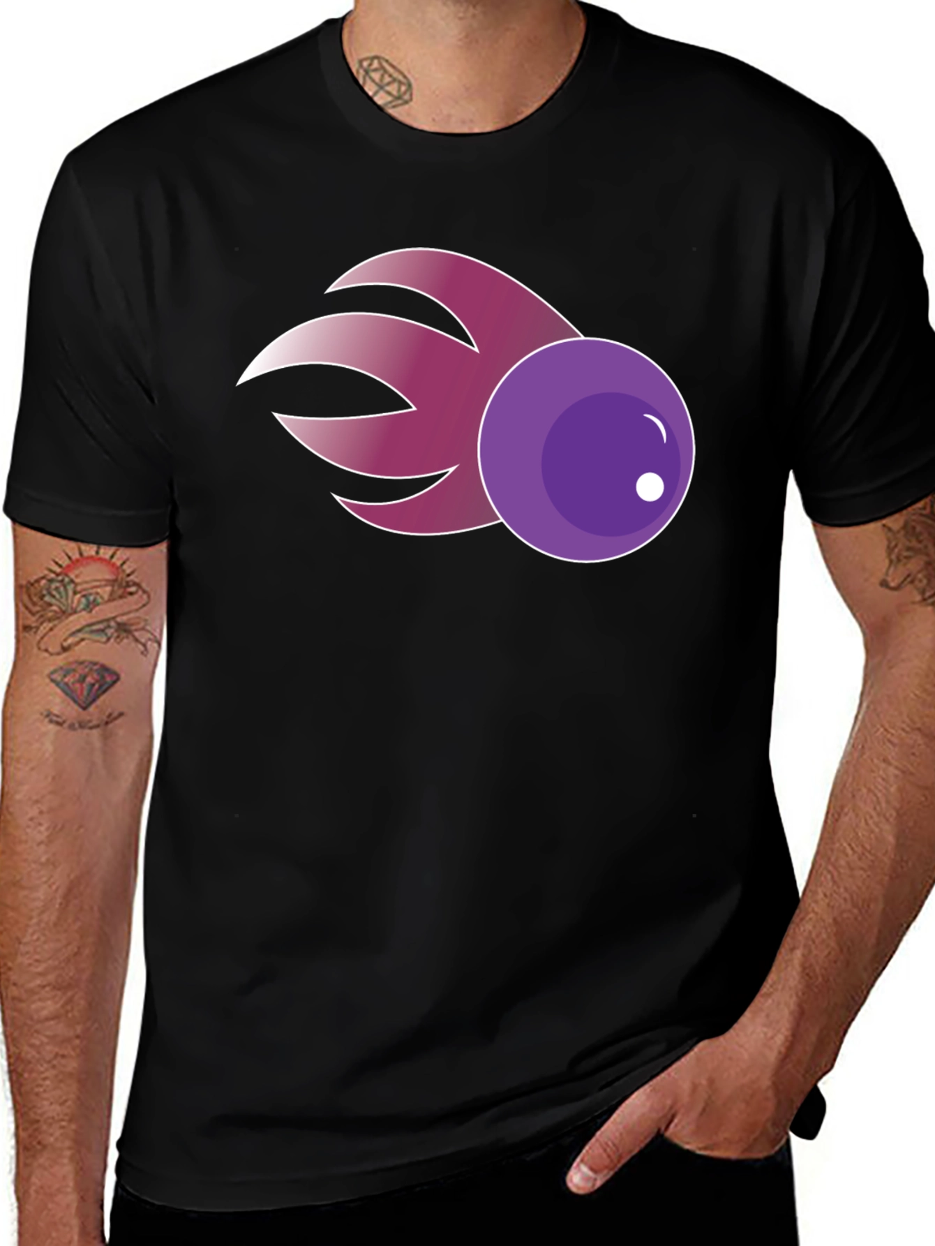 Purple Comet Graphic Tee - Casual Cotton Blend Shirt