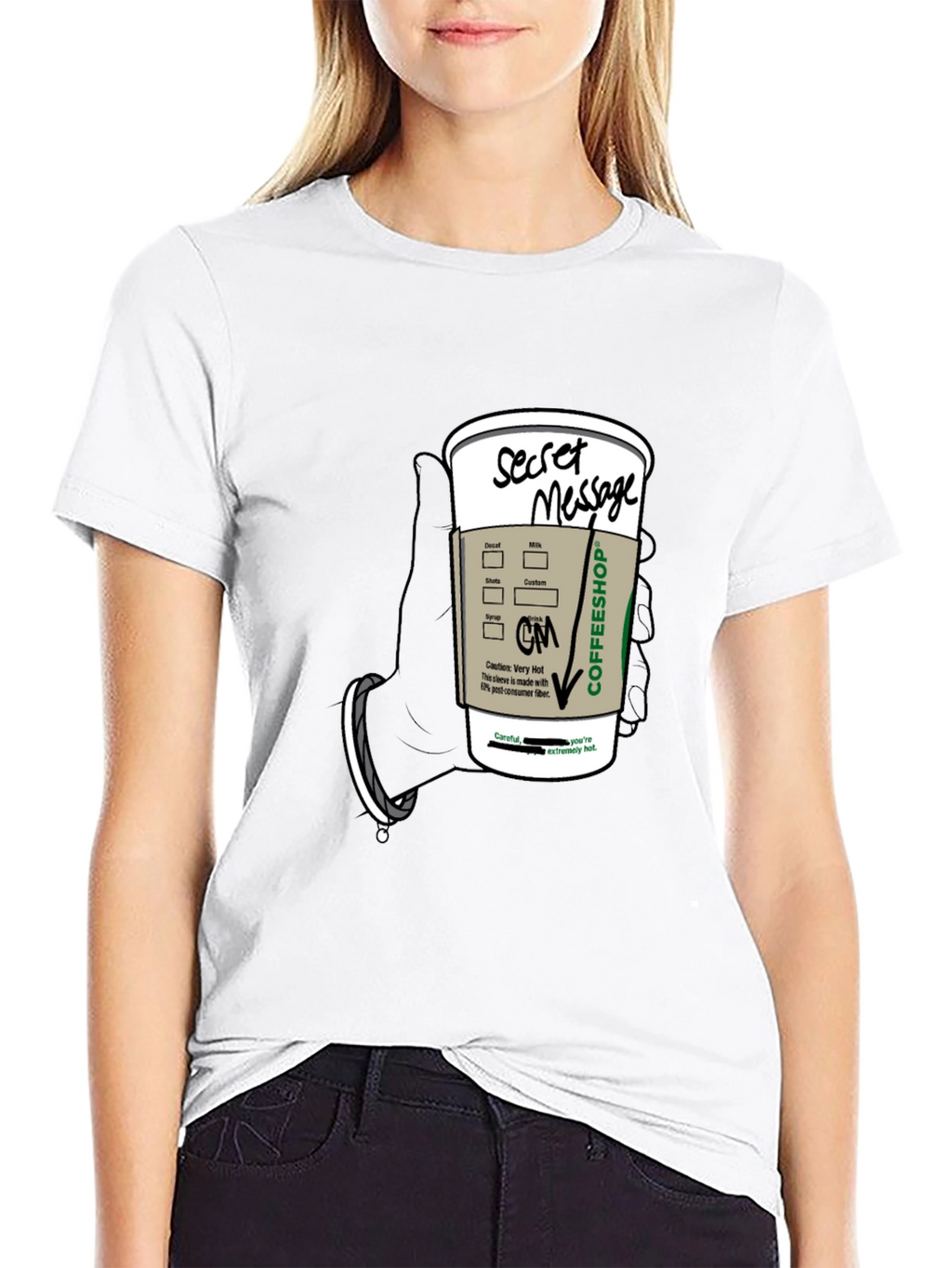 Coffee Secret Message T-Shirt - Fun Novelty Tee