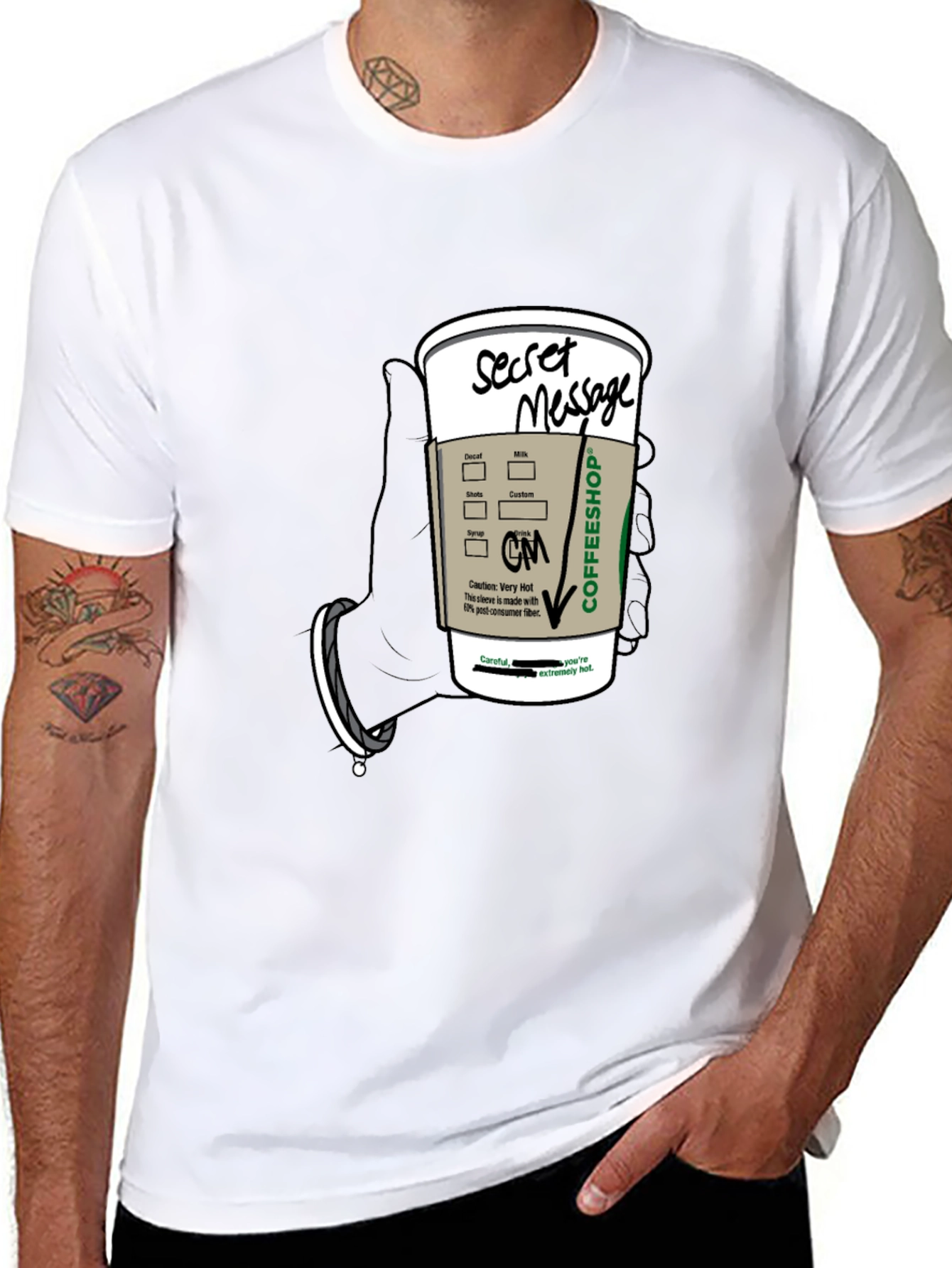 Coffee Secret Message T-Shirt - Fun Novelty Tee