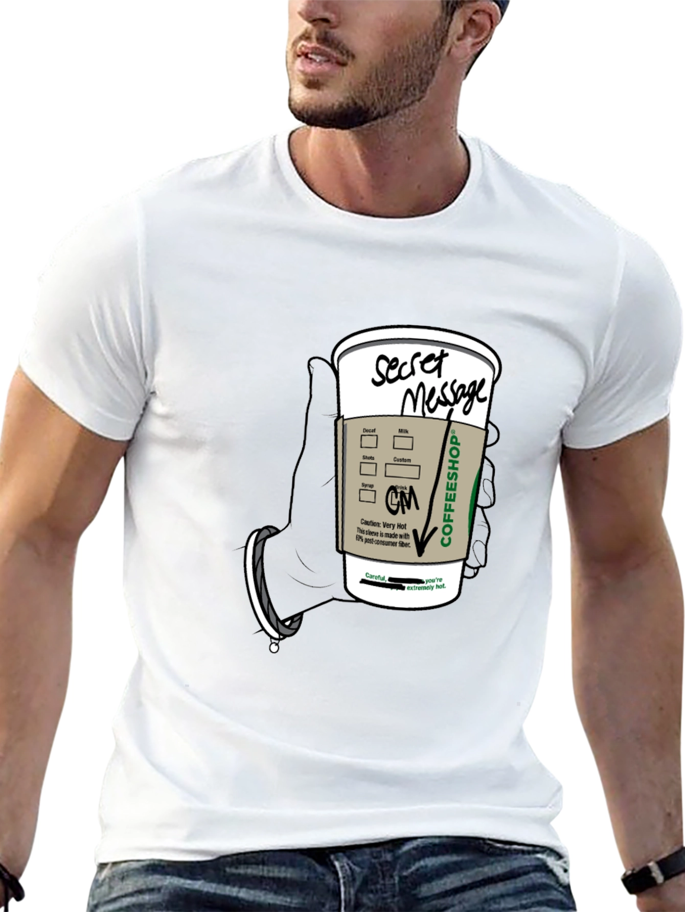 Coffee Secret Message T-Shirt - Fun Novelty Tee