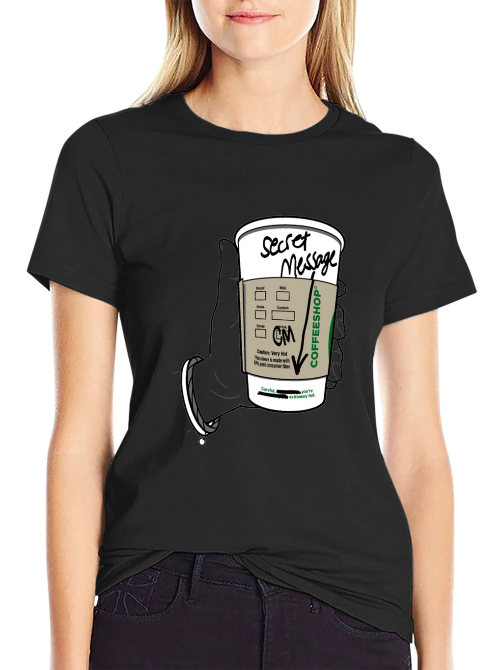 Coffee Secret Message T-Shirt - Fun Novelty Tee
