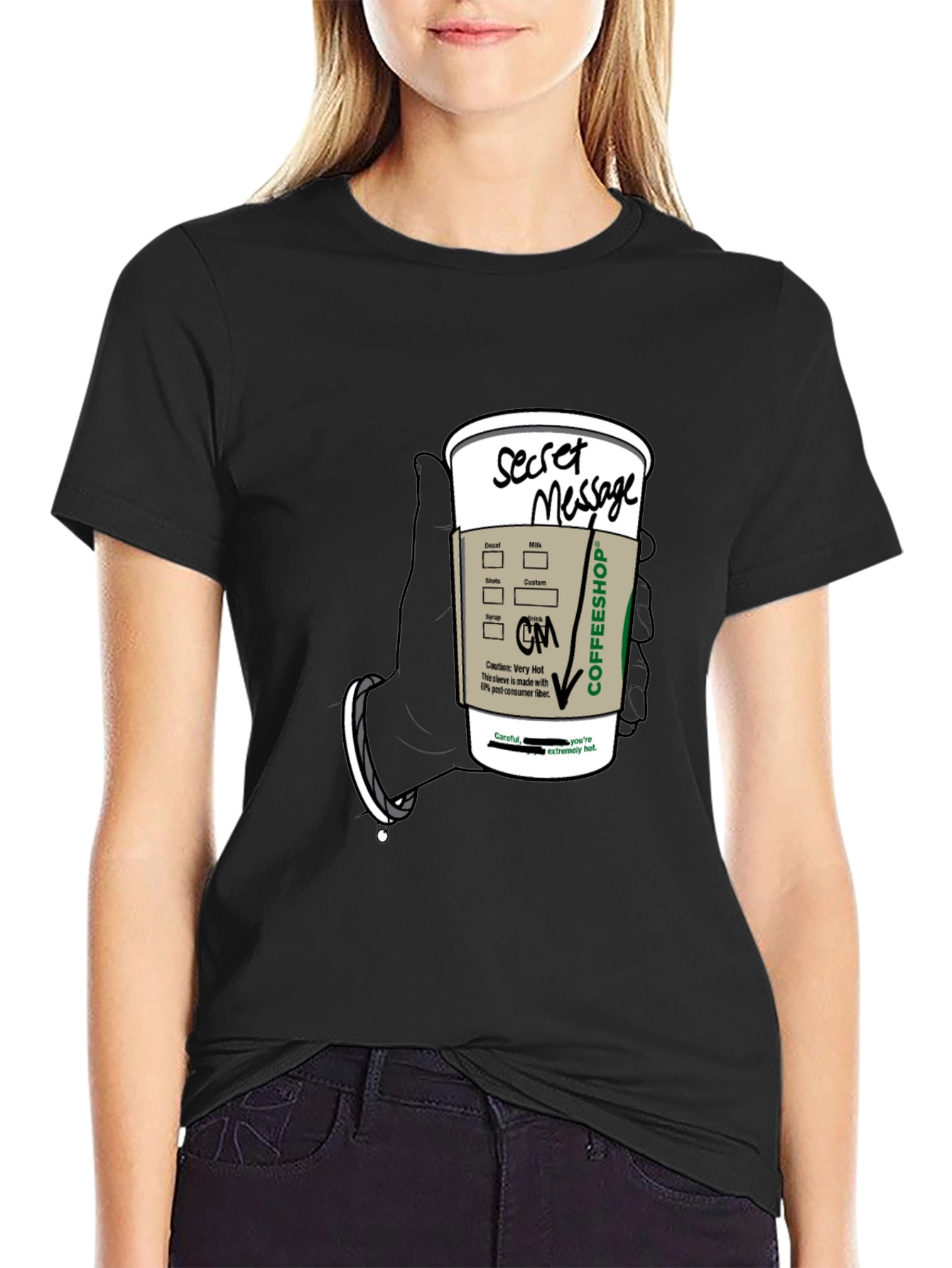 Coffee Secret Message T-Shirt - Fun Novelty Tee