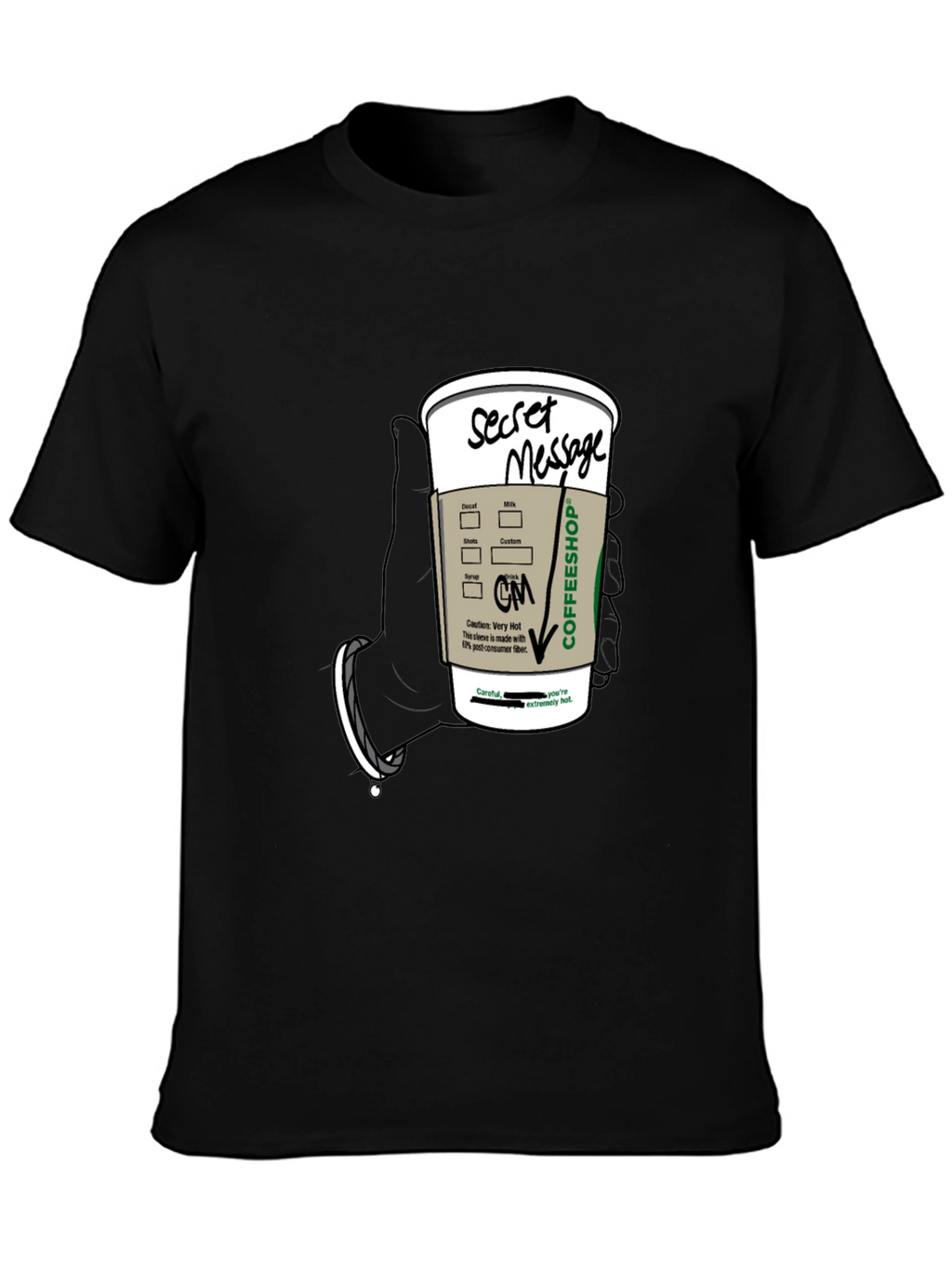 Coffee Secret Message T-Shirt - Fun Novelty Tee