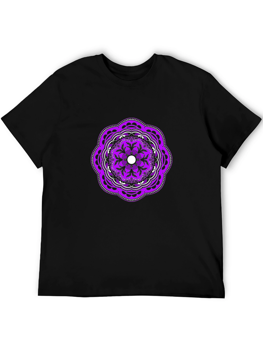Black Tee with Purple Mandala Graphic
