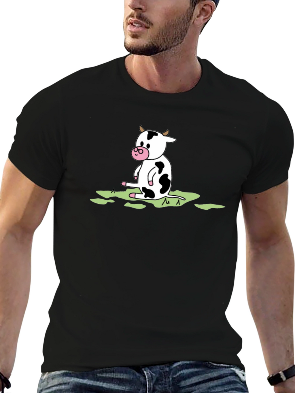 Cow Graphic Black T-Shirt