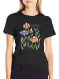 Kindness Flower Graphic Black T-Shirt