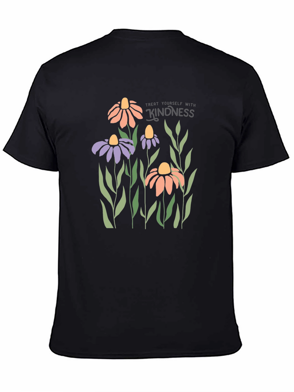 Kindness Flower Graphic Black T-Shirt