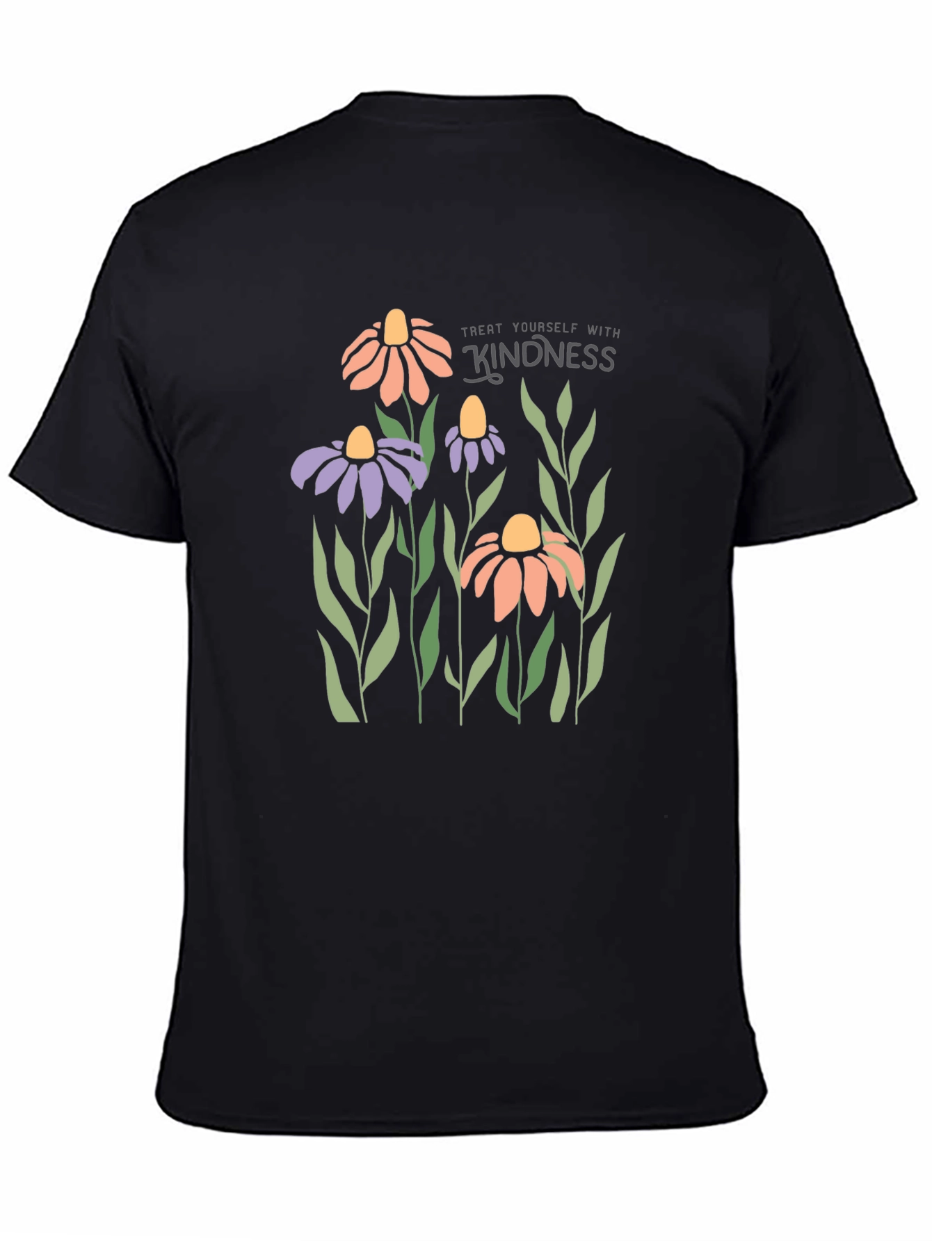 Kindness Flower Graphic Black T-Shirt