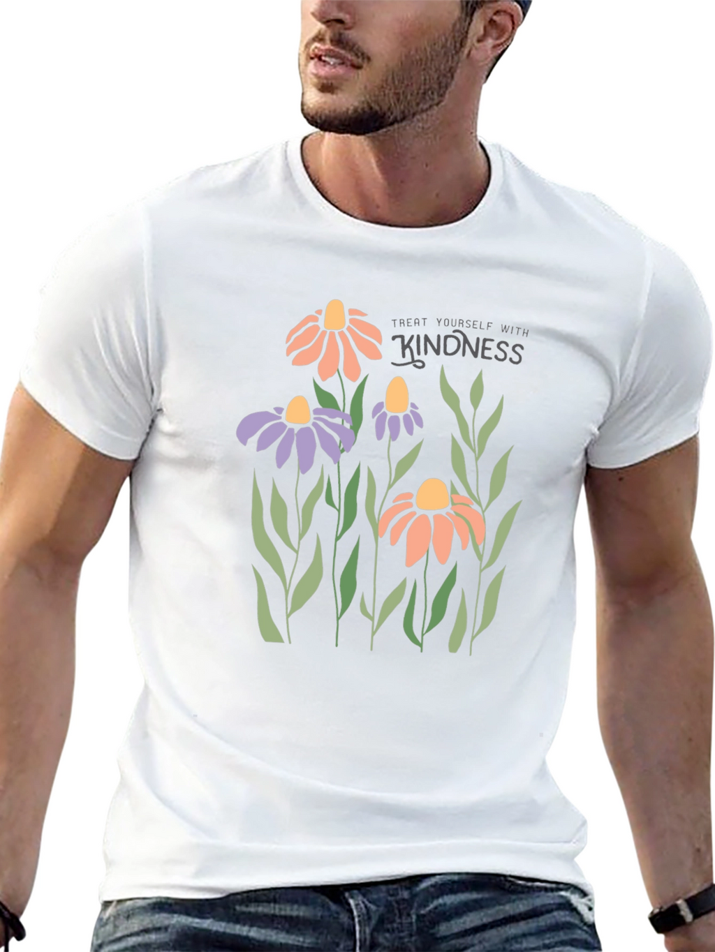 Kindness Flower Graphic Black T-Shirt