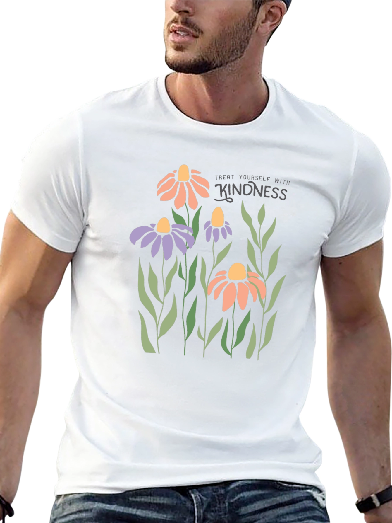 Kindness Flower Graphic Black T-Shirt