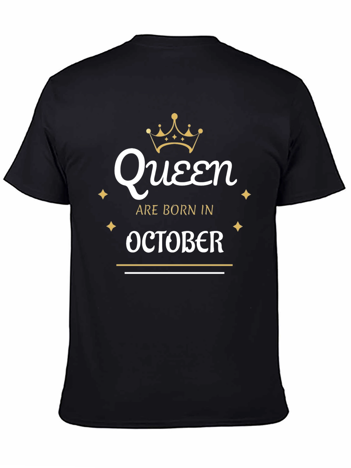 Queen Born in October Black T-Shirt