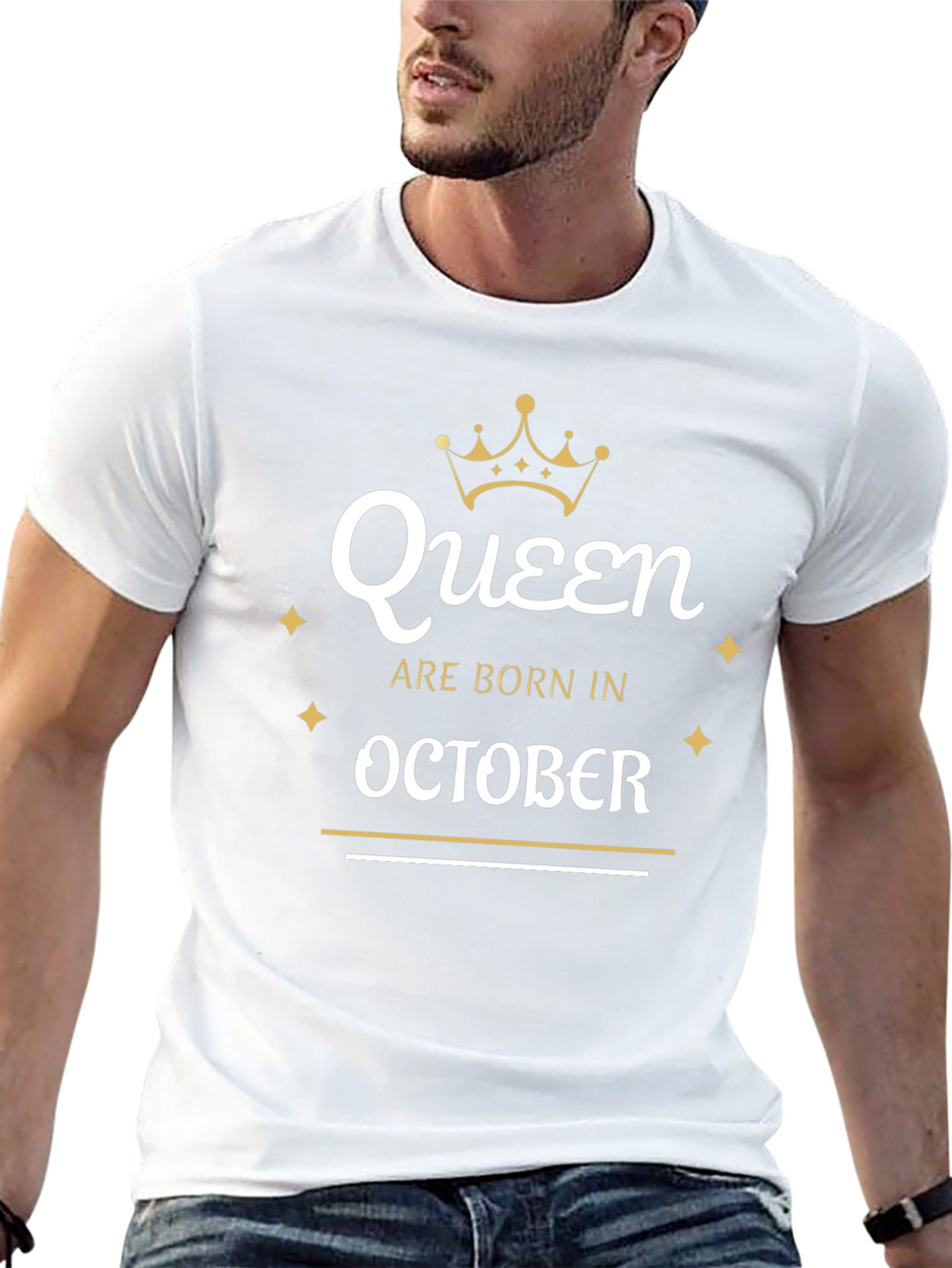 Queen Born in October Black T-Shirt
