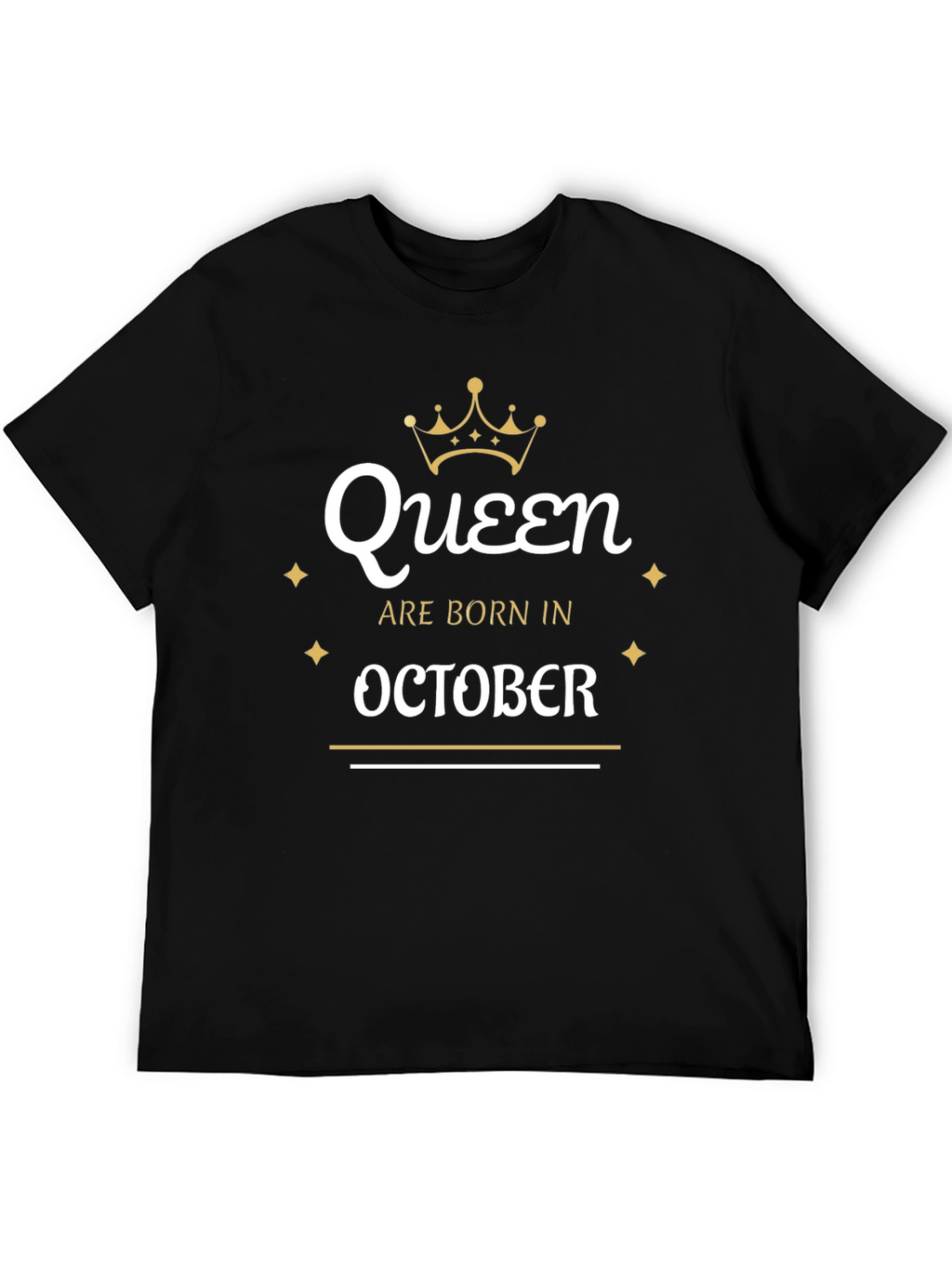 Queen Born in October Black T-Shirt