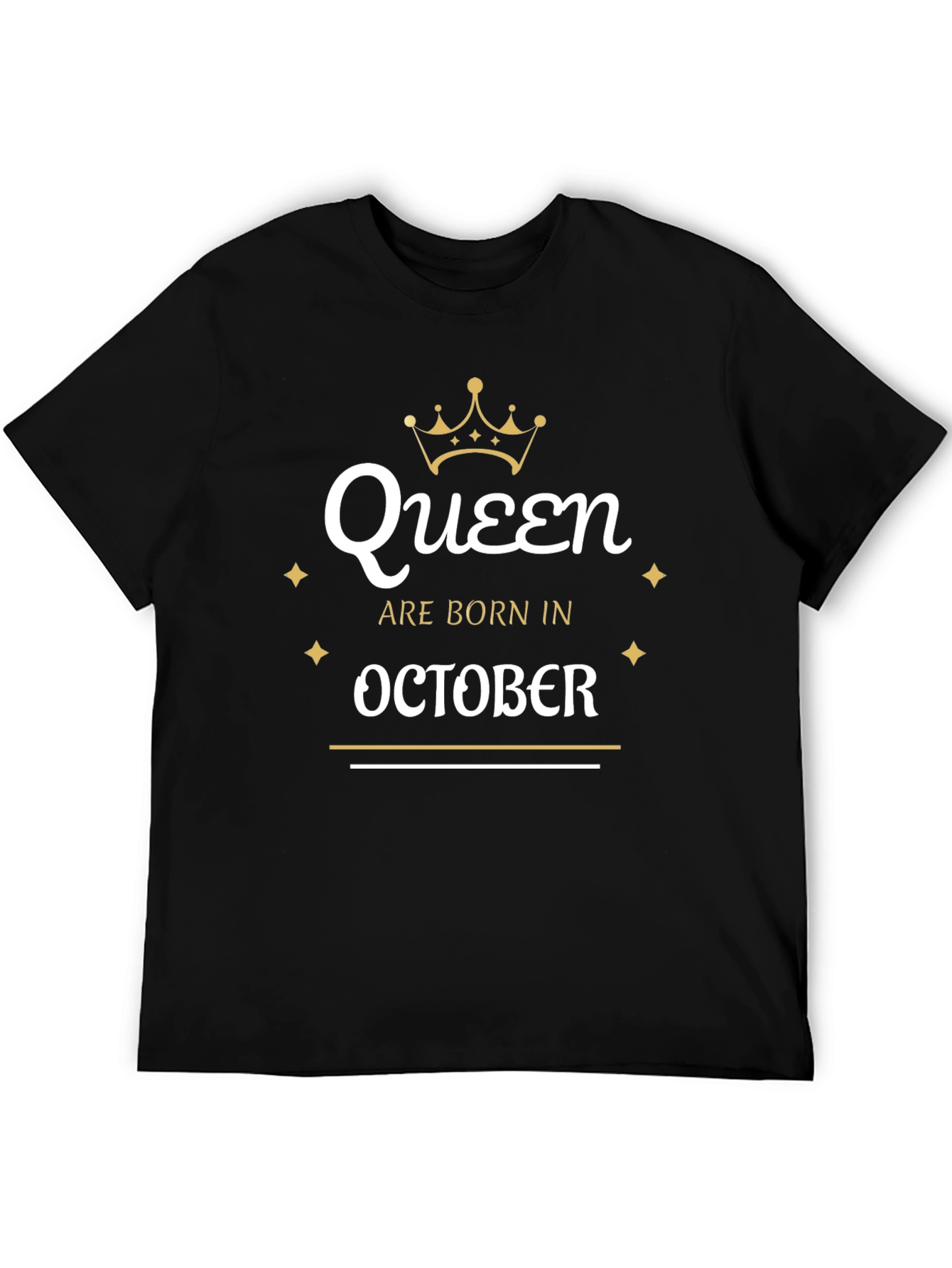 Queen Born in October Black T-Shirt