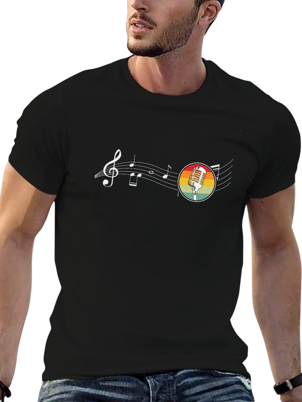 Retro Microphone Music T-Shirt