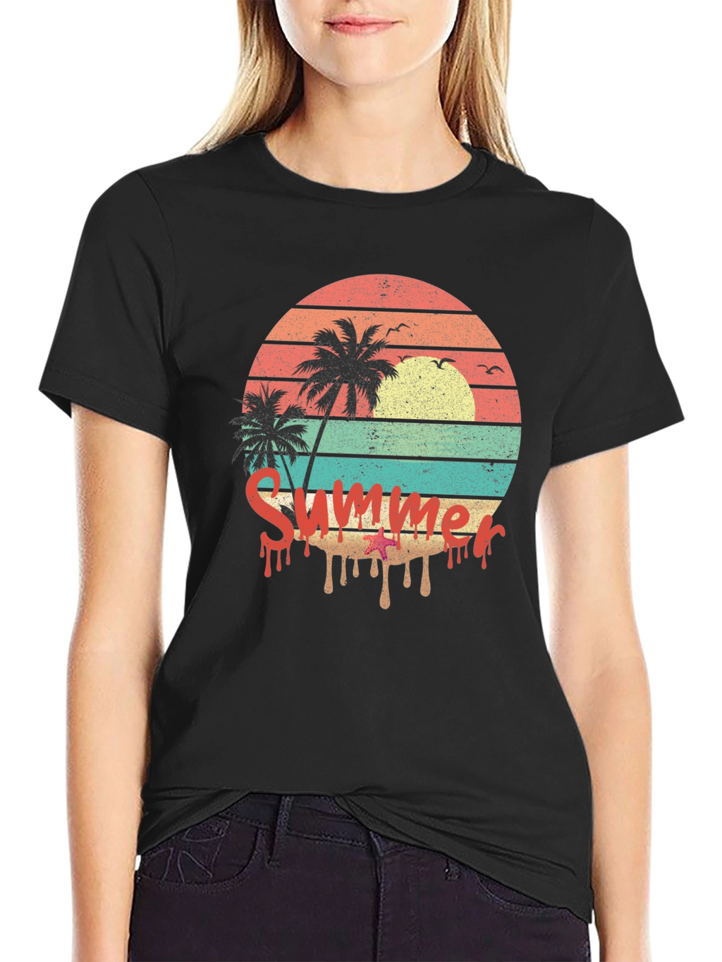 Summer Sunset Palm Tree Graphic Tee