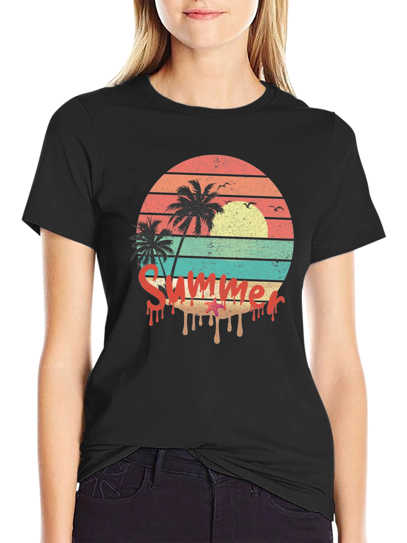 Summer Sunset Palm Tree Graphic Tee