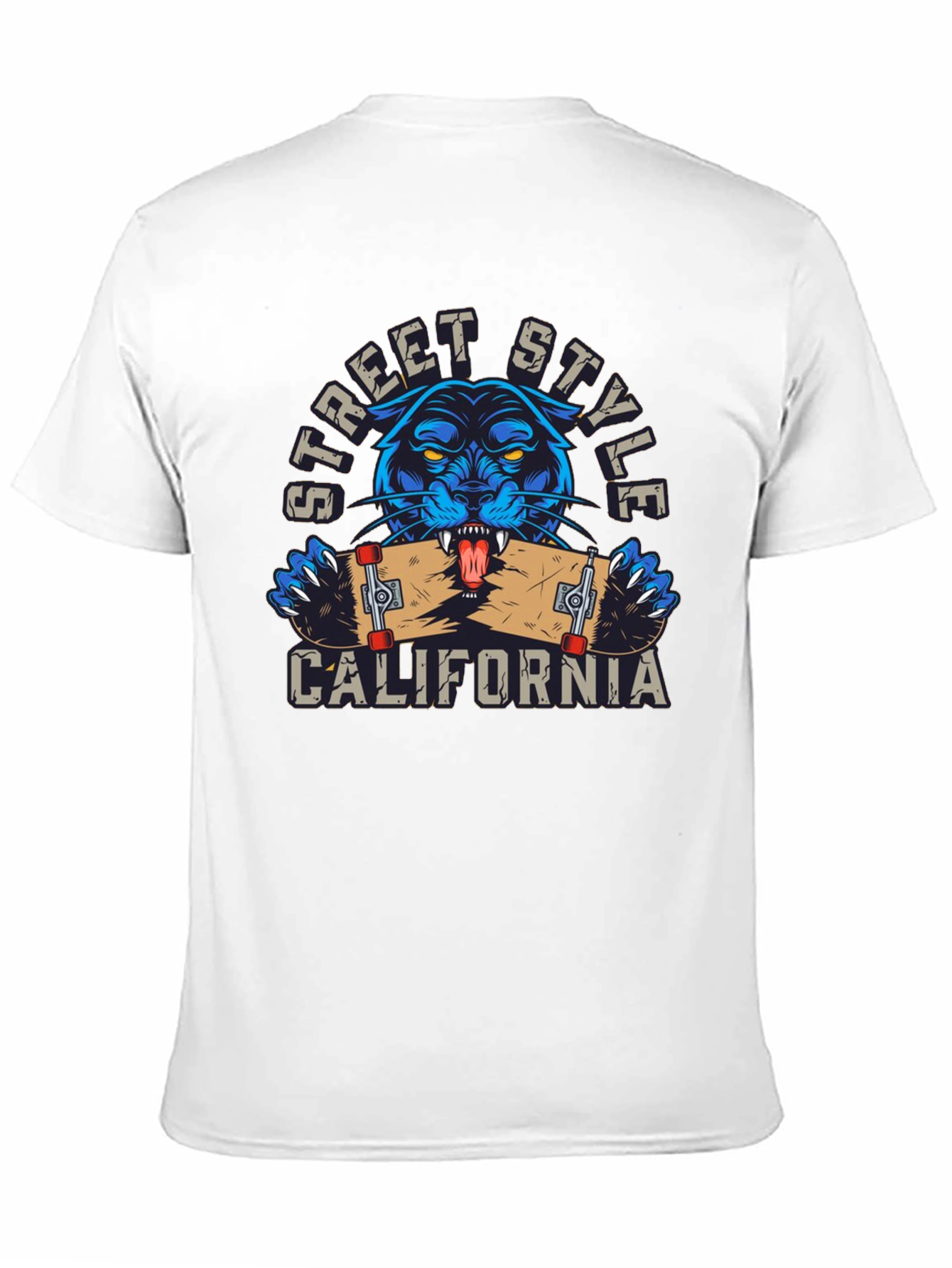 Street Style California Panther Skateboard T-Shirt