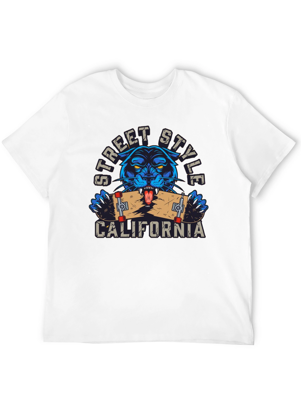 Street Style California Panther Skateboard T-Shirt