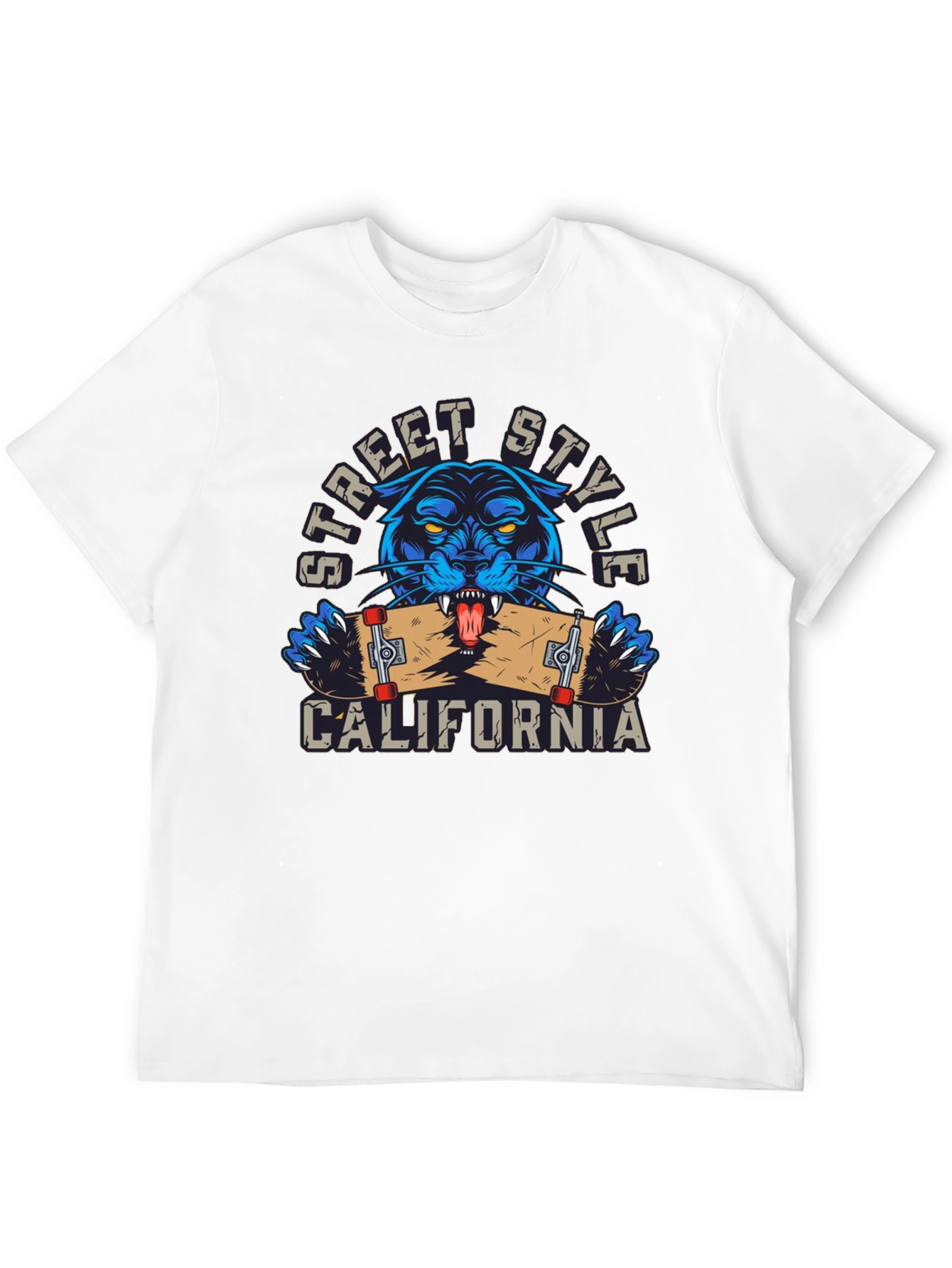 Street Style California Panther Skateboard T-Shirt