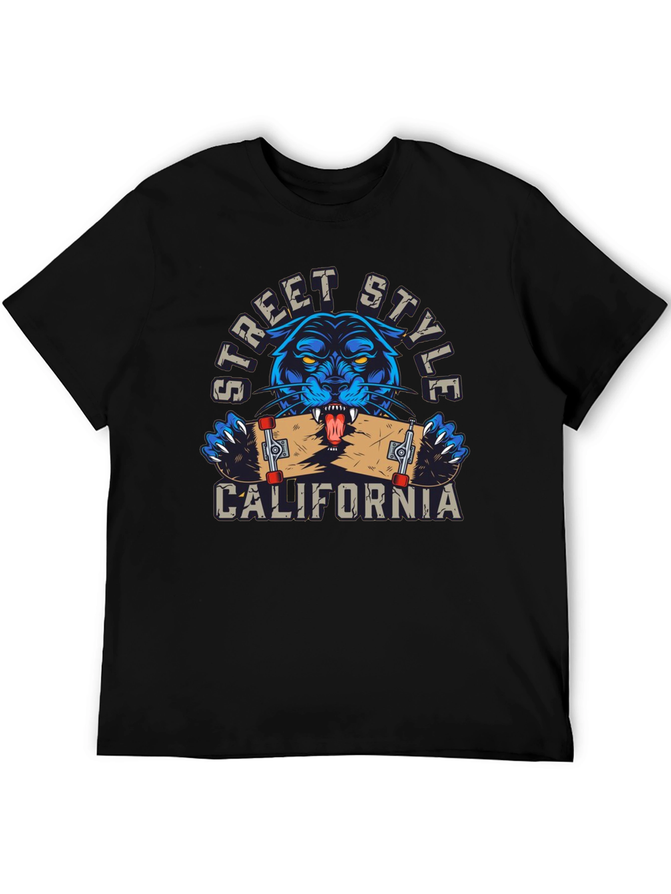Street Style California Panther Skateboard T-Shirt