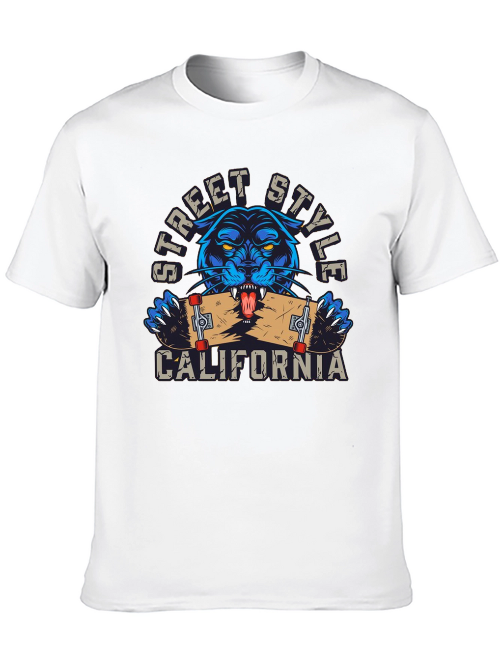Street Style California Panther Skateboard T-Shirt