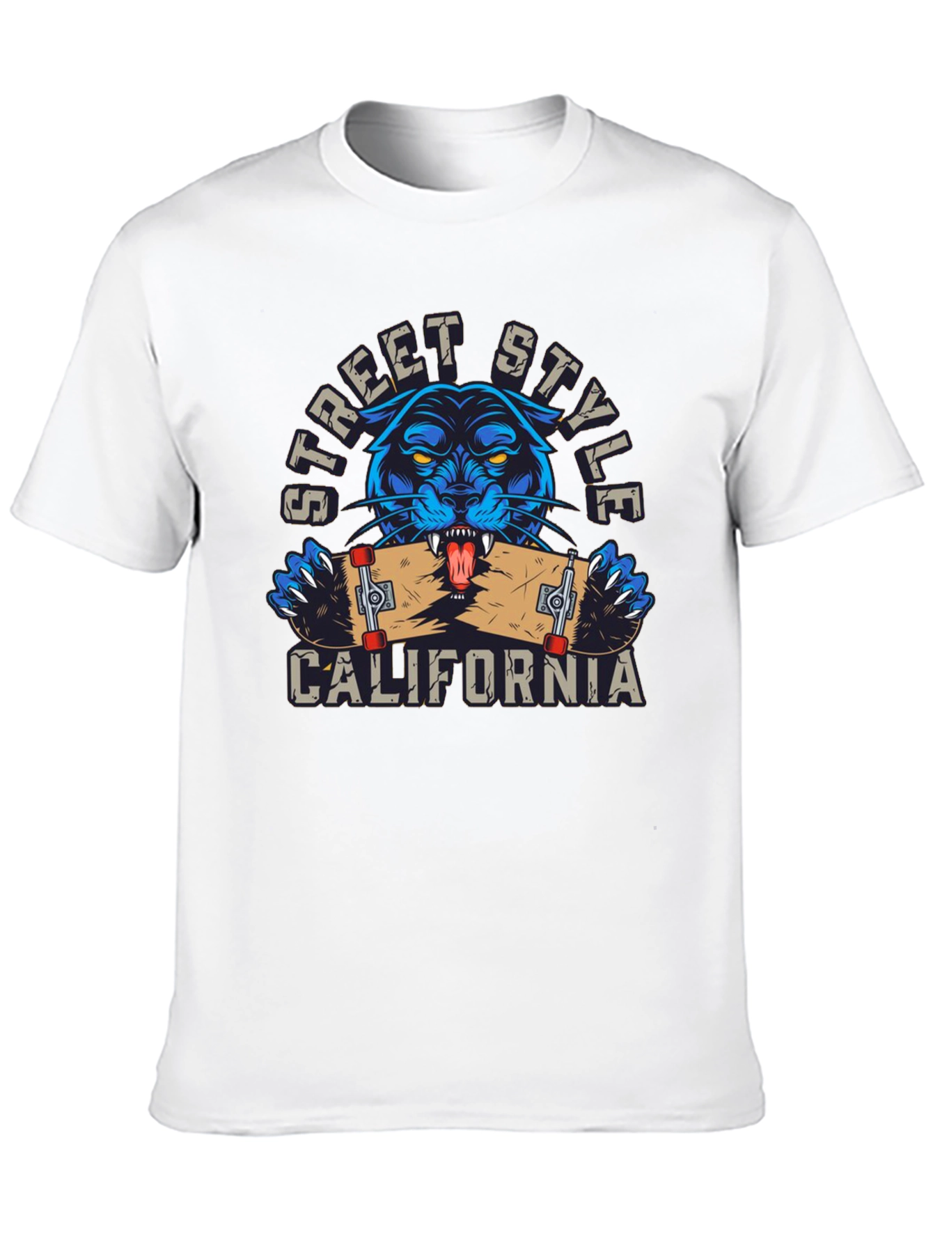Street Style California Panther Skateboard T-Shirt
