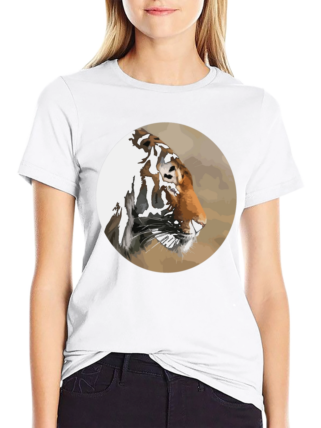 Tiger Portrait Graphic Tee - Mens Black T-Shirt