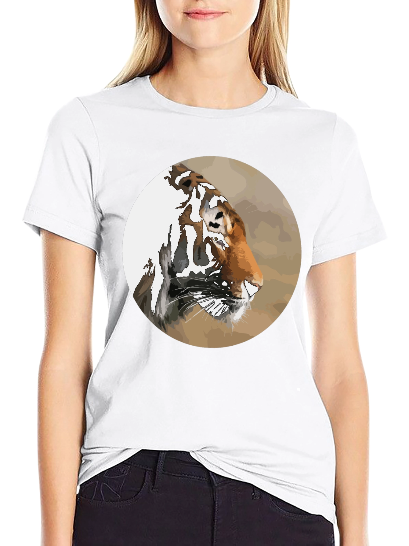 Tiger Portrait Graphic Tee - Mens Black T-Shirt